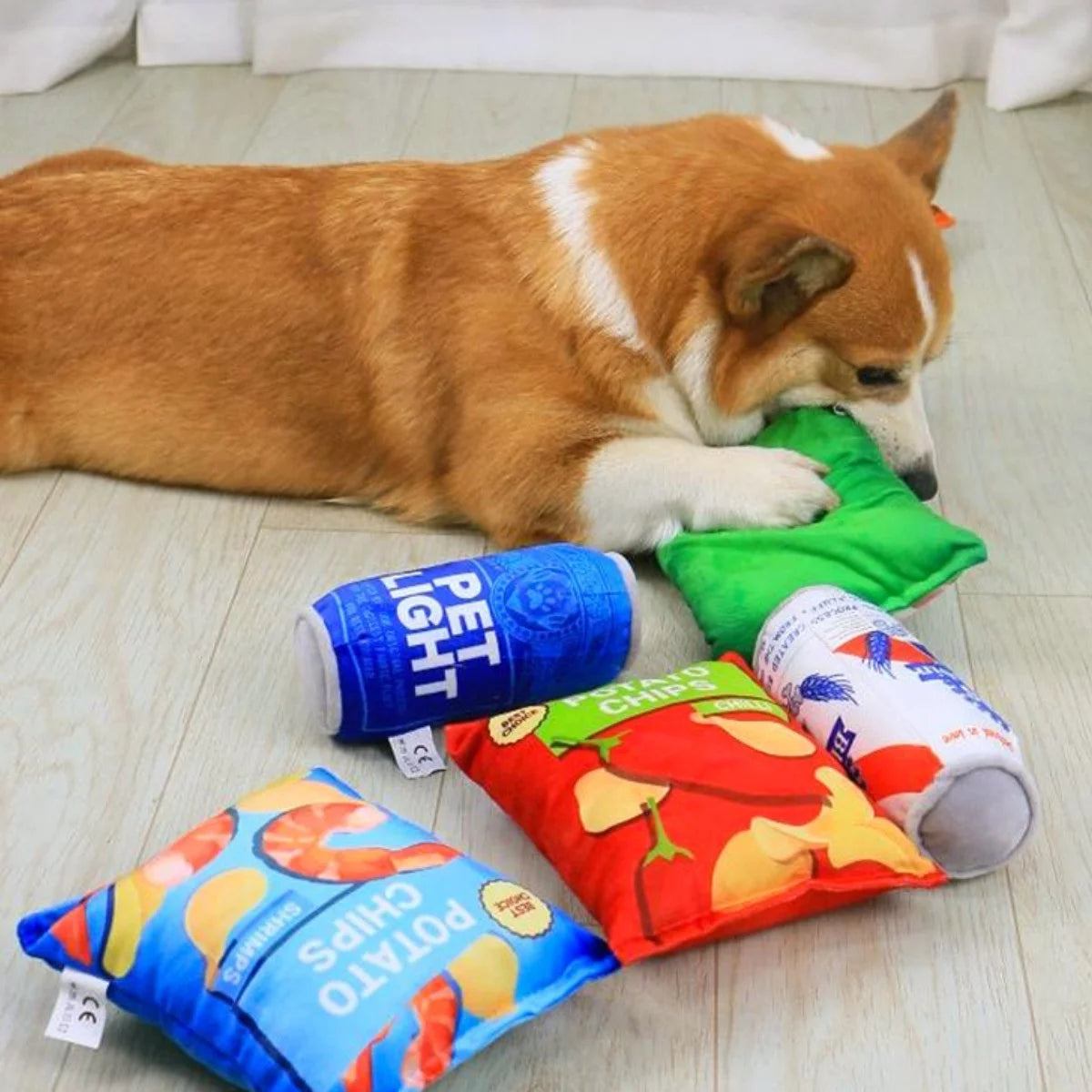 2PCS Dog Chew Toys Plush Squeaky Toys Set Puppy Pet Mutt Dog Toys, Beer Cans, Chicken Legs, Interesting Dog Toys, Dog Birthday Toys